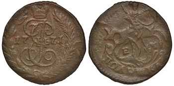 Россия полушка 1771 ЕМ, Екатерина II (1762-1796) Биткин 751 медь 633-1342