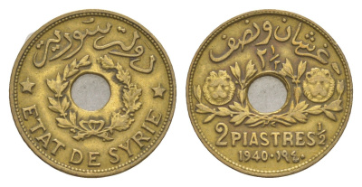 Сирия 2 1/2 пиастра 1940 KM 76 алюминиевая бронза 4643-241