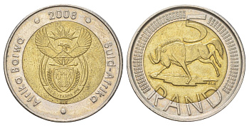 ЮАР 5 рандов 2008 KM 446 биметалл UNC 4626-854