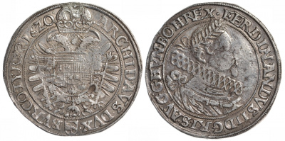 Австрия, Священная Римская империя 1 талер 1620 Фердинанд II (1619-1637), Vienna Mint KM 1785.1, Dav. 3074 серебро 00-815-40