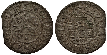 Рига 1 шиллинг (шеляг) 1575 свободный город (1562-1581), вес 0,90 гр. Neumann 9 серебро 1516-533