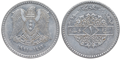 Сирия 1 фунт 1991 AH 1412 KM 120.2 сталь 4513-544