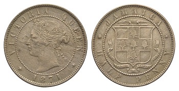 Ямайка 1/2 пенни 1871 Виктория (1837-1901) KM 16 медно-никель 1529-1045