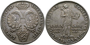 Любек 1 талер 1730 200 лет перехода в Аугсбургского вероисповедания Dav. 2416 серебро 00-000-00