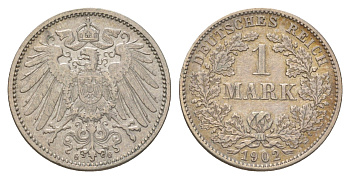 Германия 1 марка 1902 G, Вильгельм II (1888-1918) KM 14, J. 17 серебро 4626-147