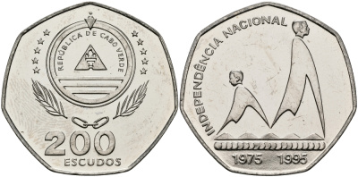 Кабо-Верде 200 эскудо 1995 20 лет независимости KM 35 медно-никель UNC 3333-945