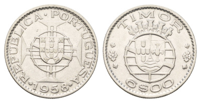 Португальский Тимор 6 эскудо 1958 год-тип KM 15 серебро 4671-825