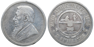 ЮАР 2 шиллинга 1894 ZAR, Крюгер KM 6 серебро 1528-1234