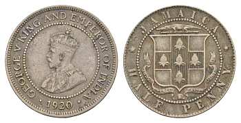 Ямайка 1/2 пенни 1920 Георг V (1910-1936) KM 25 медно-никель 1530-243