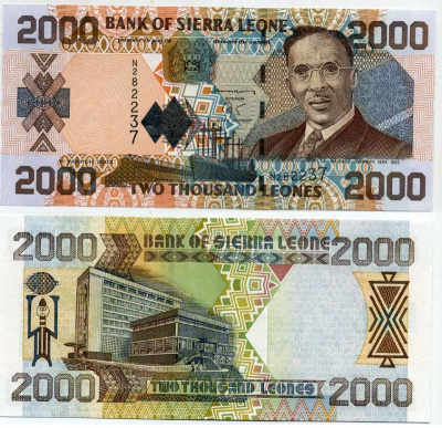 Сьерра-Леоне 2000 леоне 2003 Уооллес-Джонсон Исаак Теофилус Акунна Pick 26 b бумага UNC (пресс) 00-00