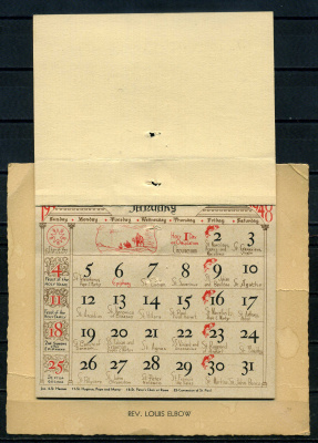 США календарь за 1948 (будет совпадать с 2026 годом) 1947 с обозначением христианских праздников, изображение Мадонны с Младенцем 1-3-1-03