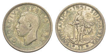 ЮАР 1 шиллинг 1951 KM 37.2 серебро 4178-642