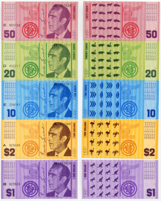 Австралия, Хатт Ривер набор из 5 банкнот 1970 Hatt River, провинция, княжество 10, 20, 50 центов, 1 и 2 доллара бумага UNC (пресс) 449-9-2