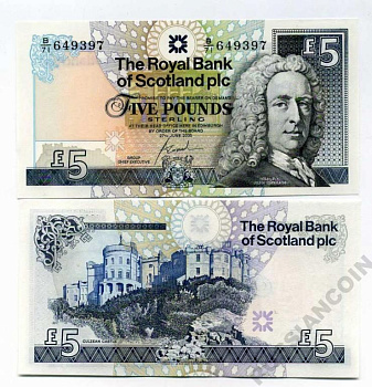 Шотландия 5 фунтов 2000 Royal Bank of Scotland, лорд Илай, замок Калейн Pick 352 d бумага UNC (пресс) 450-112-1
