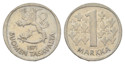 Финляндия 1 марка 1971 KM 49a медно-никель 4637-216