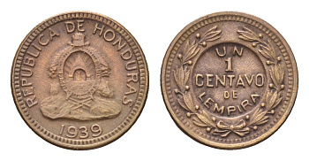 Гондурас 1 сентаво 1939 KM 77.1 бронза 4668-756