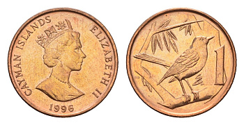 Каймановы острова 1 цент 1996 KM 87a сталь плакированная медью UNC 4659-1238
