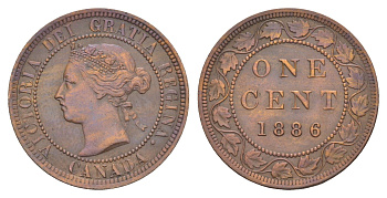 Канада 1 цент 1886 Виктория (1837-1901) KM 7 бронза UNC 1518-1325