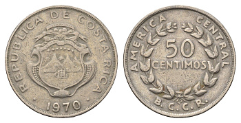Коста-Рика 50 сентимо 1970 KM 189.3 медно-никель 4698-355