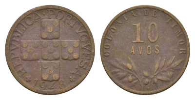 Португальский Тимор 10 аво 1948 KM 5 бронза 4630-1137