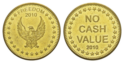 Великобритания игровой жетон No Cash Value 2010 диаметр 25 мм, вес 5,3 гр латунь aUNC 4656-351