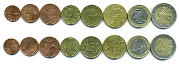ГРЕЦИЯ ЕВРОНАБОР ИЗ 8 МОНЕТ 2002-2007 (1, 2, 5, 10, 20, 50 ЕВРОЦЕНТОВ, 1, 2 ЕВРО) KM 181, 182, 183, 211, 185, 186, 214, 188 N5-62