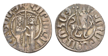 Киликийская Армения трам 1226-1271 Хетум I и царица Забель, держат крест/лев с патриаршим крестом  серебро    1516-613