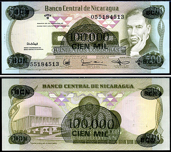 Никарагуа 100000 кордоба 1987 Pick 149 бумага UNC (пресс) 6283-42-3-2