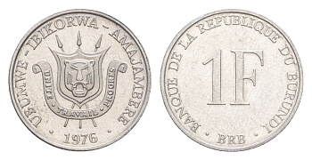 Бурунди 1 франк 1976 KM 19 алюминий UNC 4644-323