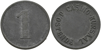 Ливан 1 жетон 1920? казино KURSAAL d'OSTENDE цинк 98-854