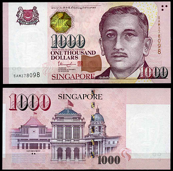 Сингапур 1000 долларов 2010-2018  Pick 51 пластик UNC (пресс) 00-00-00