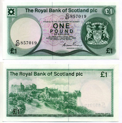 Шотландия 1 фунт 1983 1 октября 1983, signature: Winter Pick 341Аа бумага UNC (пресс) 451-461-2