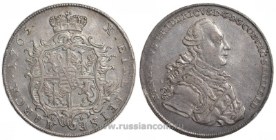 Саксен-Кобург-Заальфельд 1 талер 1765 I.C.K., с орденским крестом KM 45, Dav. 2752, C # 45 rare серебро 00-815-30