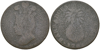 Барбадос 1 пенни 1788 медь 4044-221
