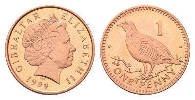 Гибралтар 1 пенни 1999 KM 773 сталь плакированная медью UNC 4668-467