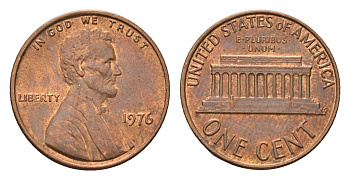 США 1 цент 1976 Линкольн KM 201 медь цинк 4685-454