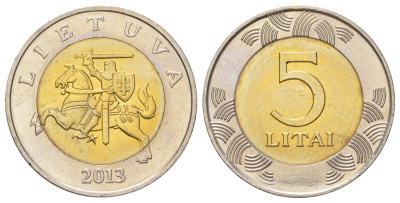 Литва 5 лит 2013 KM 113 биметалл UNC 4624-733