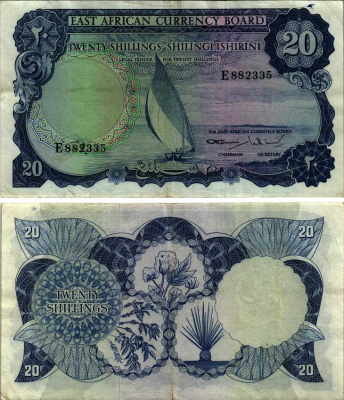 Восточная Африка 20 шиллингов 1964  Pick 47  бумага   6352-49-3-1