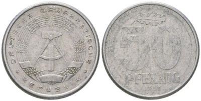 ГДР 50 пфеннигов 1958 A KM 12.1 алюминий 4575-146
