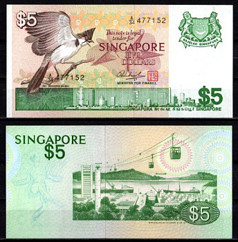 Сингапур 5 долларов ND (1976) Pick 10 бумага 7218-33-1-2