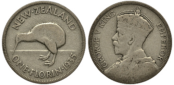 Новая Зеландия 1 флорин 1935 Георг V (1910-1936), Киви KM 4 серебро 272-1414