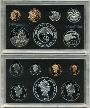 Новая Зеландия официальный набор из 7 монет 1987 в оригинальной пластиковой упаковке серебро PROOF 1-4-1-06