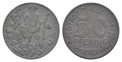 Тале 50 пфеннигов 1921 Funck 537.7, Men18 31182.1 цинк 1528-241