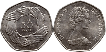 Великобритания 50 пенсов 1973 Елизавета II (1952-2022), вступление в Европейское экономическое сообщество KM 918, Spink 4224 медно-никель UNC 51-4143
