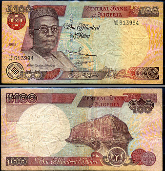 Нигерия 100 найра 1999 Обафеми Аволово, гора Зума Ро Pick 28 b бумага 8592-44-2-1