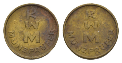 Германия жетон для автомойке KWM диаметр 18,5 мм, вес 4,46 гр латунь 4655-655