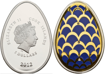 Палау 3 монеты по 5 долларов 2012 яйца Фаберже, цветная эмаль, позолота серебро PROOF 1065-1-21