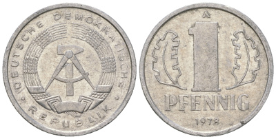 ГДР 1 пфенниг 1978 А KM 8.2 алюминий 4623-342