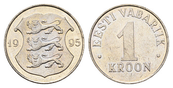 Эстония 1 крона 1995 KM 28 медно-никель aUNC 4688-632