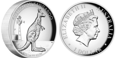 Австралия 1 доллар 2012 кенгуру, высокорельефная KM 1830 серебро PROOF 1074-1-32